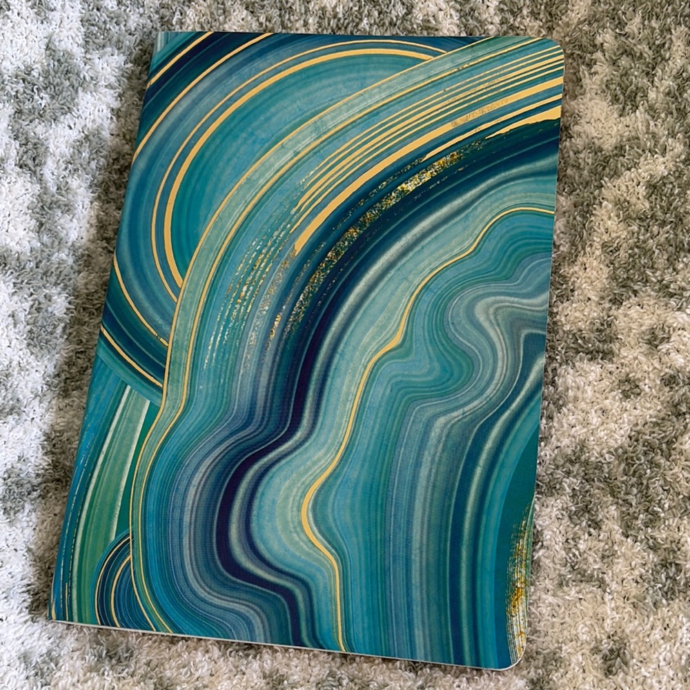 Tourquoise and Gold Abstract Swirl Writers Journal Notebook NWT app 175 pgs